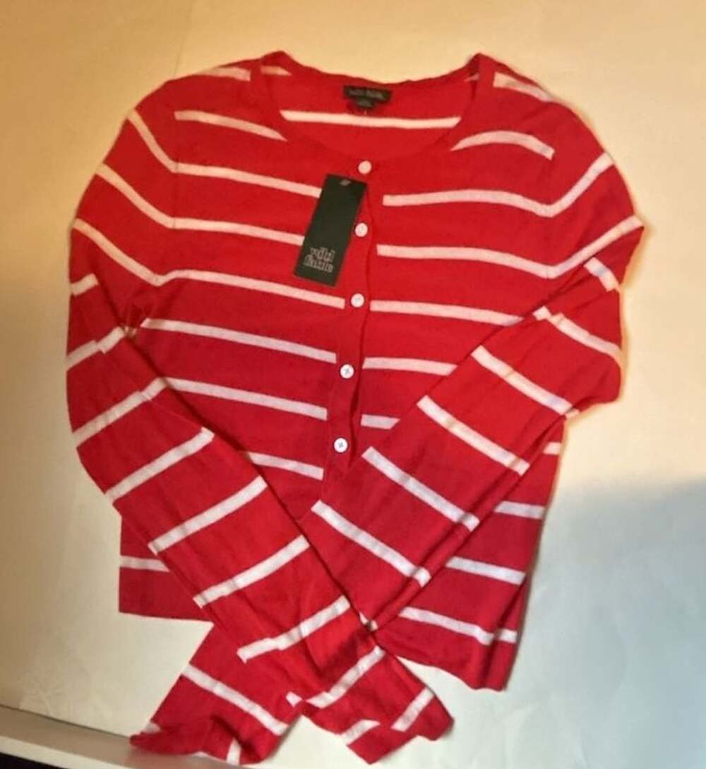Wild Fable Striped Cardigan Size S Red White
